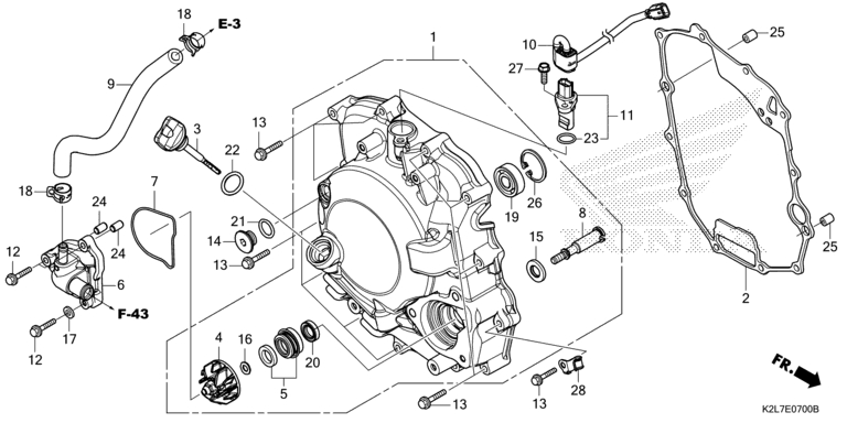 Panneau carter-moteur d./pompe a eau No 1
