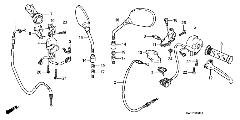 Levier de guidon/commutateur/cable No 99