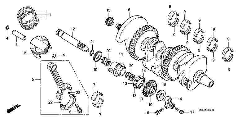 Vilebrequin/piston No 338