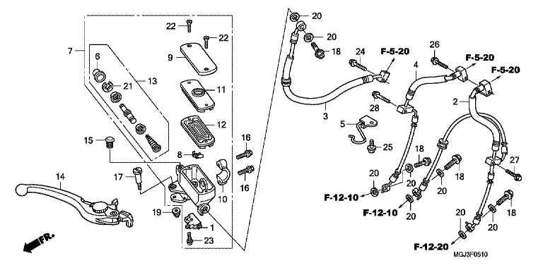 Fr.brake master cylinder (cbf1000fa/fs/ft) No 1