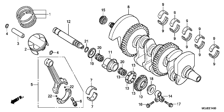 Vilebrequin/piston No 339