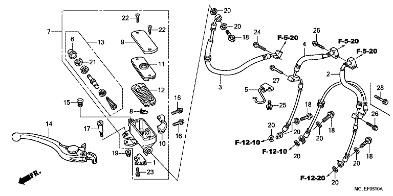 Fr.brake master cylinder (cbf1000fa/ft/fs) No 1