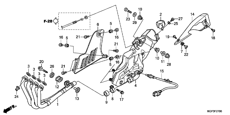 Silencieux d'echappement (cbr1000rrc/d/rac/d) No 1