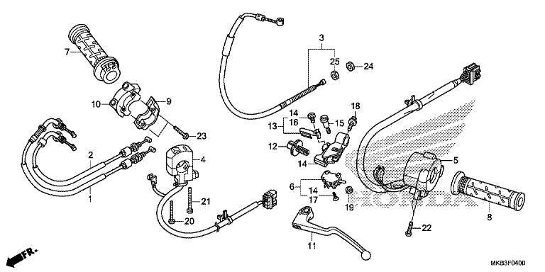 Levier de guidon/commutateur/cable No 102